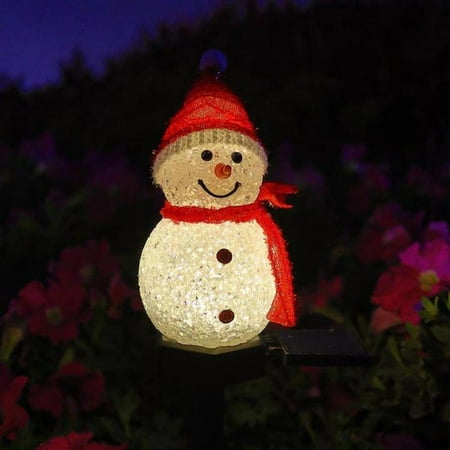 Solar Garden Lights Christmas LED Snowman Lights Outdoor Landscape Lamp Winter Yard Lawn Lamp Cartoon Snowman Ground Plug Lamp Snowman Series Waterproof Lights