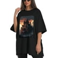 thumbnail image 4 of Plus Size Shirt for Women Black Tops for Women Short Sleeves Shirt for Women Castle (73） T Shirt Crewneck Shirt for Women 5XL, 4 of 5
