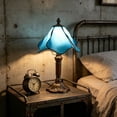 thumbnail image 6 of Stained Glass Table Lamp(7.87*14.17 in) Traditional Handicrafts Art Style Desk Lamp Gorgeous Reading Table Lamp For Bedrooms, Bedside, Living Room, Home Office, Gift For Mother.Sky Blue, 6 of 9