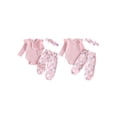 thumbnail image 2 of Loicainy Infant Baby Girls Fall Outfit 3 6 9 12 Months Long Sleeve Romper with Flower Pants and Headband Clothes Set, 2 of 9