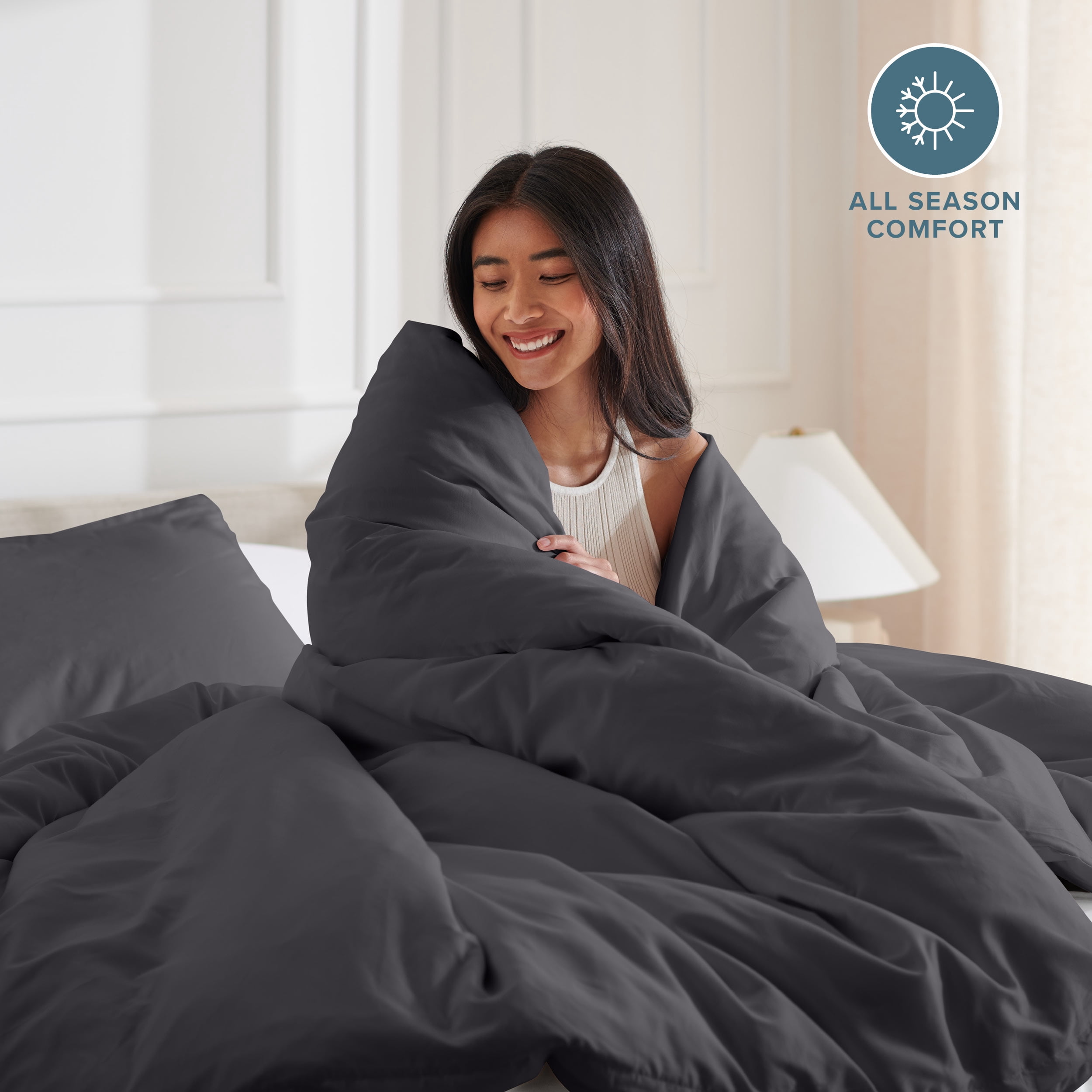 Bare Home Luxury Duvet Cover and Sham Set - Premium 1800 Collection - Ultra-Soft - Queen Oversized, Forged Iron Gray, 3-Pieces
