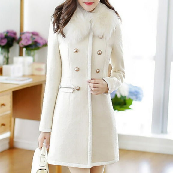 Aayomet Coat Women Womens Winter Trench Coat Lapel Mid Length Coat Belted Coat Coat Jacket for Women,White XXL