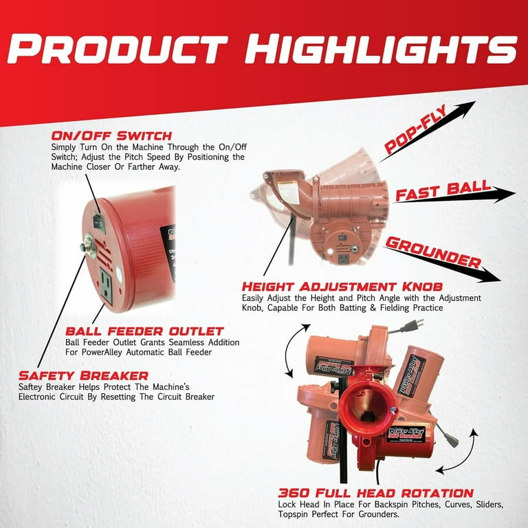 Heater Sports Power Alley Lite 360 Baseball Pitching Machine