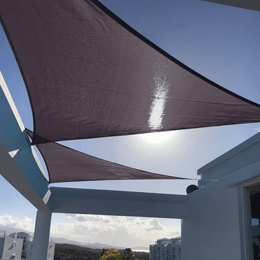 Size 13'x13'x13' Charcoal Sun Shade Sail Triangle UV Block Shade for Backyard Yard Patio Deck Garden.