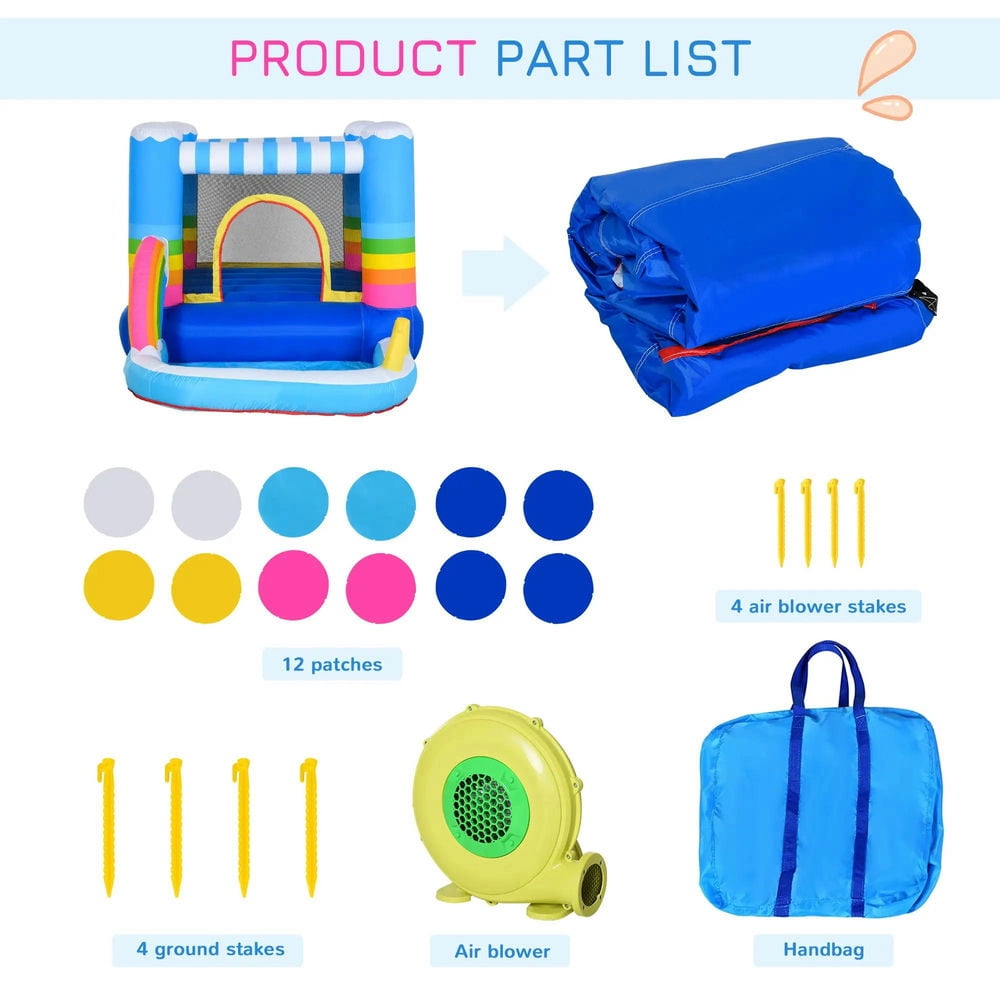Topcobe Inflatable Bounce House for Kids 2-in-1 Jumping Castle for Indoor Outdoor Party with Trampoline, Pool, Carry Bag & Air Blower, Kids Bounce House for Kids Backyard Activity