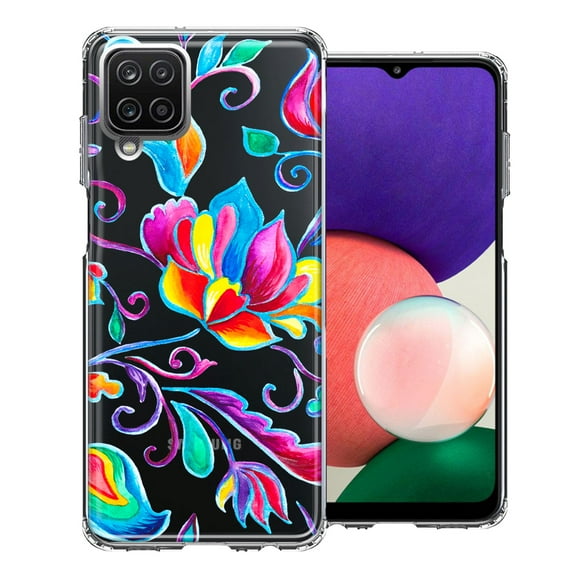 MUNDAZE Case For Samsung Galaxy A22 Bright Colors Rainbow Water Lilly Floral Phone Cover