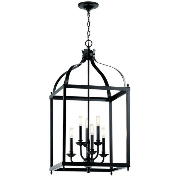 Farmhouse Six Light Chandelier-Black Finish Bailey Street Home 147-Bel-3087277