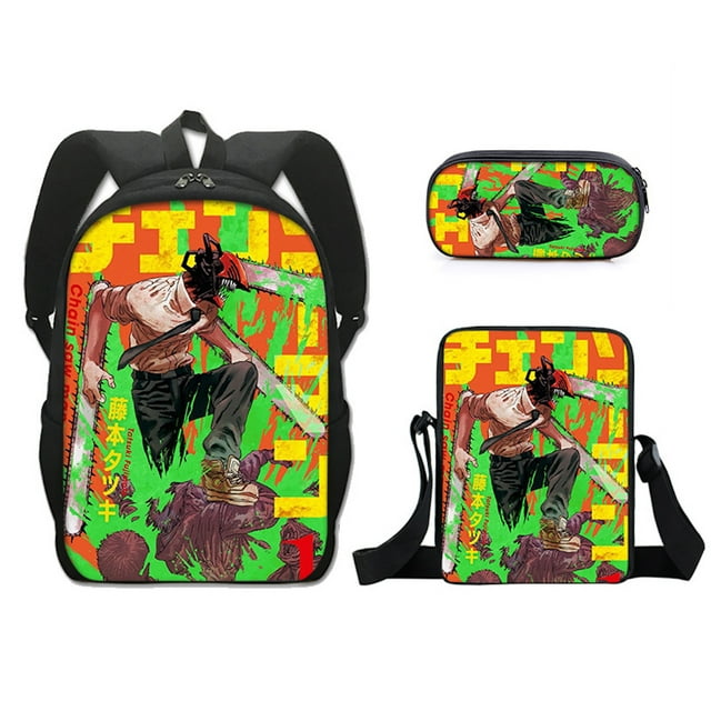 Juego de mochilas, 3 unidades, motosierras para hombre, escuela, con bolsa de hombro