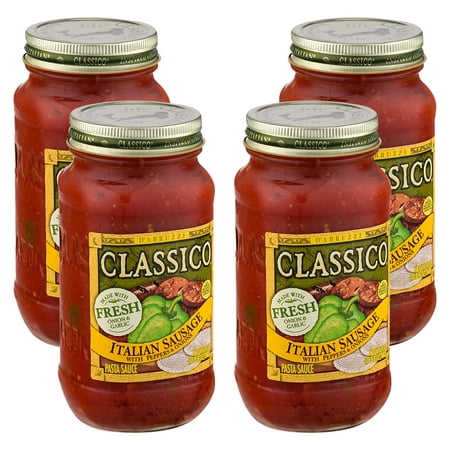 (4 Pack) Classico Italian Sausage with Peppers and Onions Pasta Sauce, 24 oz (Best Italian Pasta Sauce)