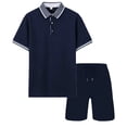 thumbnail image 3 of Aofany Mens Short Sets 2 Piece Outfits Fashion Summer Tracksuits Casual Lapel Short Sleeve Shirt and Shorts Set, 3 of 8