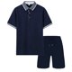 thumbnail image 3 of Pantalones Cortos de Manga Corta de Cuello de los Hombres de Color Sólido Casual de 2 Piezas con Cintura Elástica para Deportes de Verano Y Actividades Al Aire Libre, 3 of 8
