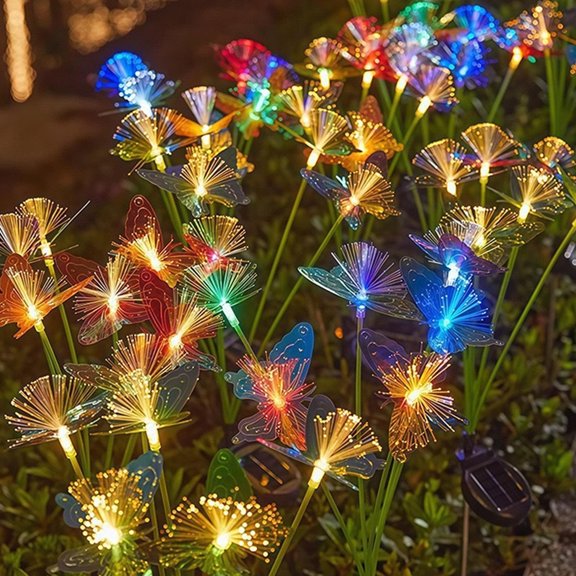 mdesiwst Solar Butterfly Lawn Light Fiber Optic Butterfly Garden Light Solar Powered Waterproof Outdoor Light for Flower Bed Pathway Yard Decoration