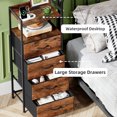 thumbnail image 6 of Eunos Tall Nightstand with Charging Station, 4 Fabric Drawer Dresser with LED and Handle, Wood Grain Print, 6 of 8