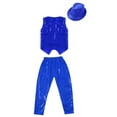 thumbnail image 4 of Doomiva Kids Boys Girls Sequin Performance Costume Vest Waistcoat Jazz Hip Hop Modern Dance Jacket with Pants Hat Royal Blue 18-24 Months, 4 of 5