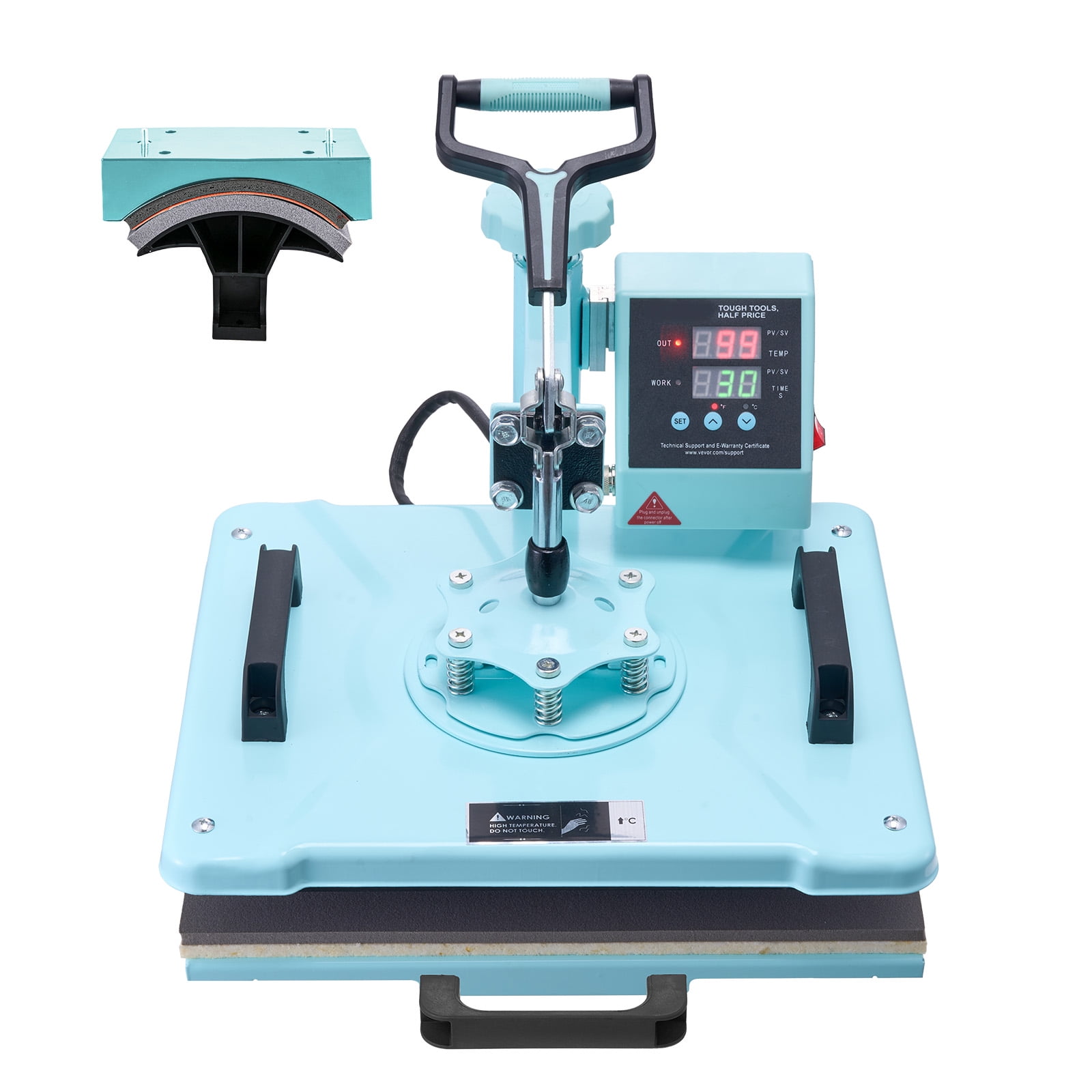 KFFKFF Heat Press, 12x15 inch, Dual-Function with Cap Attachment, 360° Rotating T-Shirt Press, Digital Control for Accurate Temperature, Quick and Uniform Heat for DIY T-Shirts/Caps, Green