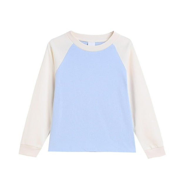 vdgthytj T-Shirts à Manches Longues pour Filles et Garçons, Col Rond, Blocs de Couleur, Automne Hiver, Basiques, 1-15 Ans