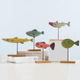 thumbnail image 4 of Necvior Mediterranean Wooden Fish Ornament with Stand Base Colorful Seafish Decoration, 4 of 19