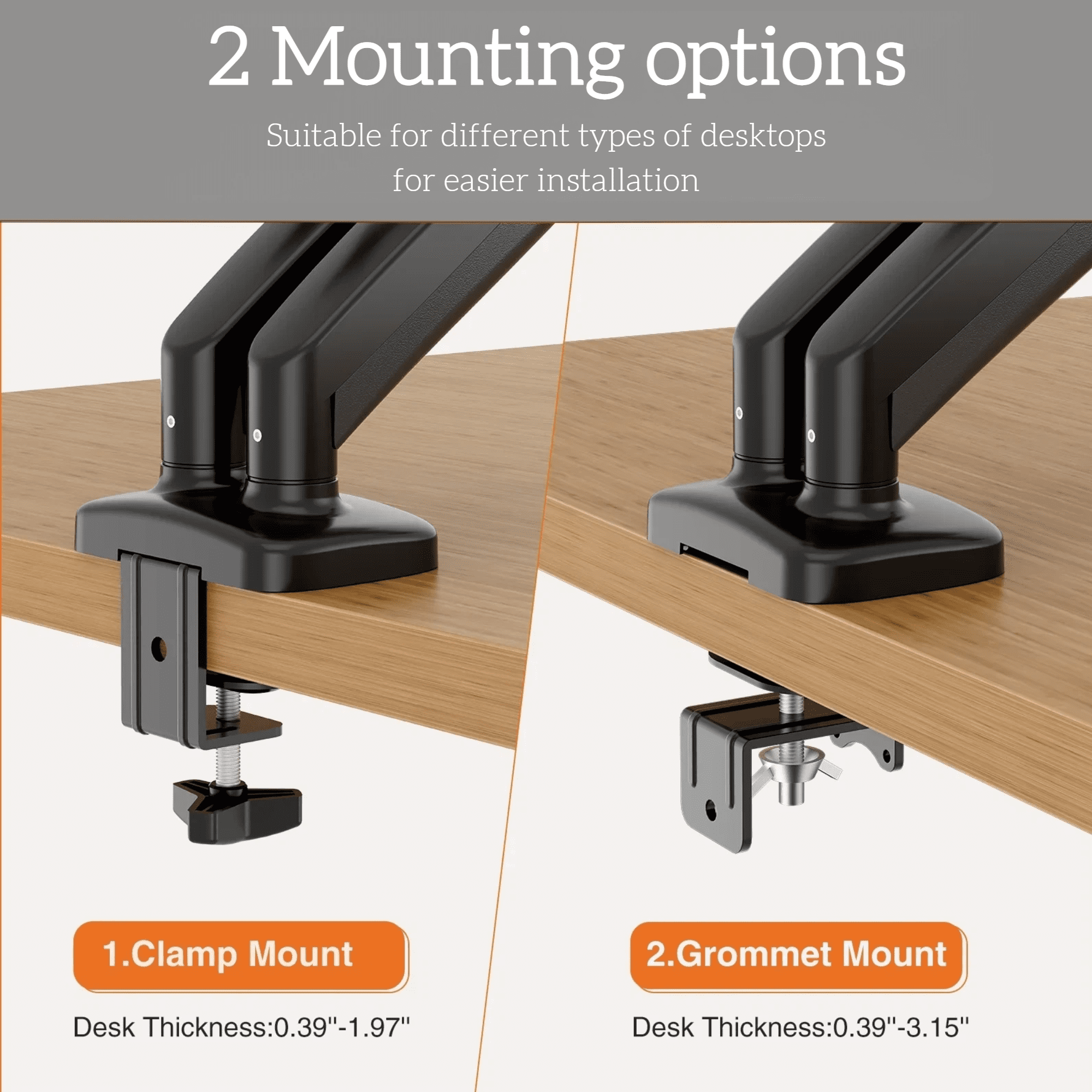 LIFERECORD Dual Monitor Stand for 13-32 Inch Screens, Gas Spring Monitor Arm with Adjustable Height, Tilt, Swivel, VESA Mount for Home Office Desk