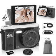 4K Digital Camera with 75MP Photo, 18X Digital Zoom, 2.8" HD Display, Autofocus, Webcam Mode & LED Fill Light for Vlogging, Travel and Everyday Photography