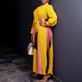 thumbnail image 2 of AURA Plus Size Maxi Dress Half Open Collar Lace Up Belted High Waist Pleated Long Sleeve Elegant Fall Dress, 2 of 9
