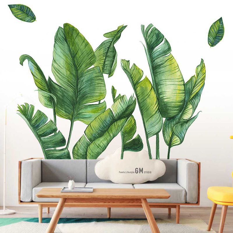 Tropical Leaves Plant Wall Stickers Vinyl Decal Nursery Decor Art Mural Gift .