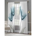 thumbnail image 5 of Sheer Curtain Panels Teal Green Tulip Rod Pocket Voile Window Curtains Plant Floral Window Treatments Ligh Filtering Privacy Curtain Drapes for Bedroom Living Room 2 Panel Set 84 Inch Length,, 5 of 9