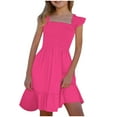 thumbnail image 2 of Xdegoge Cute Dresses for Teens Solid Color Sundress Ruffle Dress Spring Summer Flowy Short Dress Fashion Mini Junior Vacation Dance Dresses for Teens Pink 14-16 Vestidos Para Niñas Flash Deals, 2 of 8