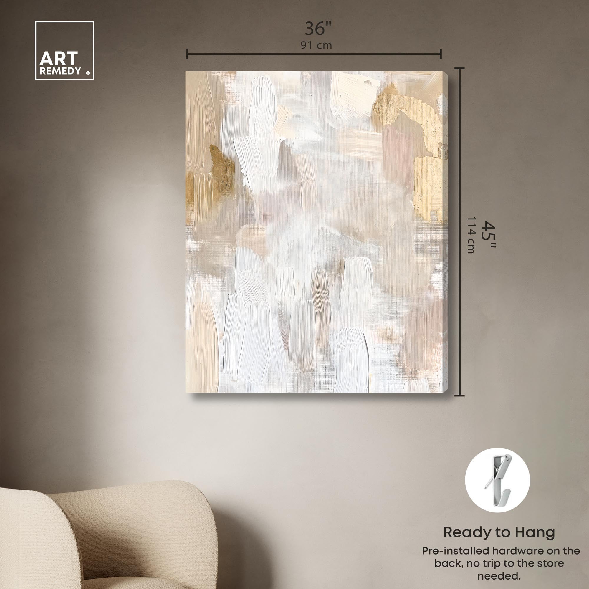 Beige and Cream II Canvas Muted Elegant Art by Art Remedy, Gallery Wrapped, 36 x 45