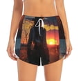 thumbnail image 2 of Balery Sunset Western Cowgirl Pattern Women's Running Shorts with Liner 2 Pockets Elastic Workout Athletic Gym Yoga Shorts-Medium, 2 of 7