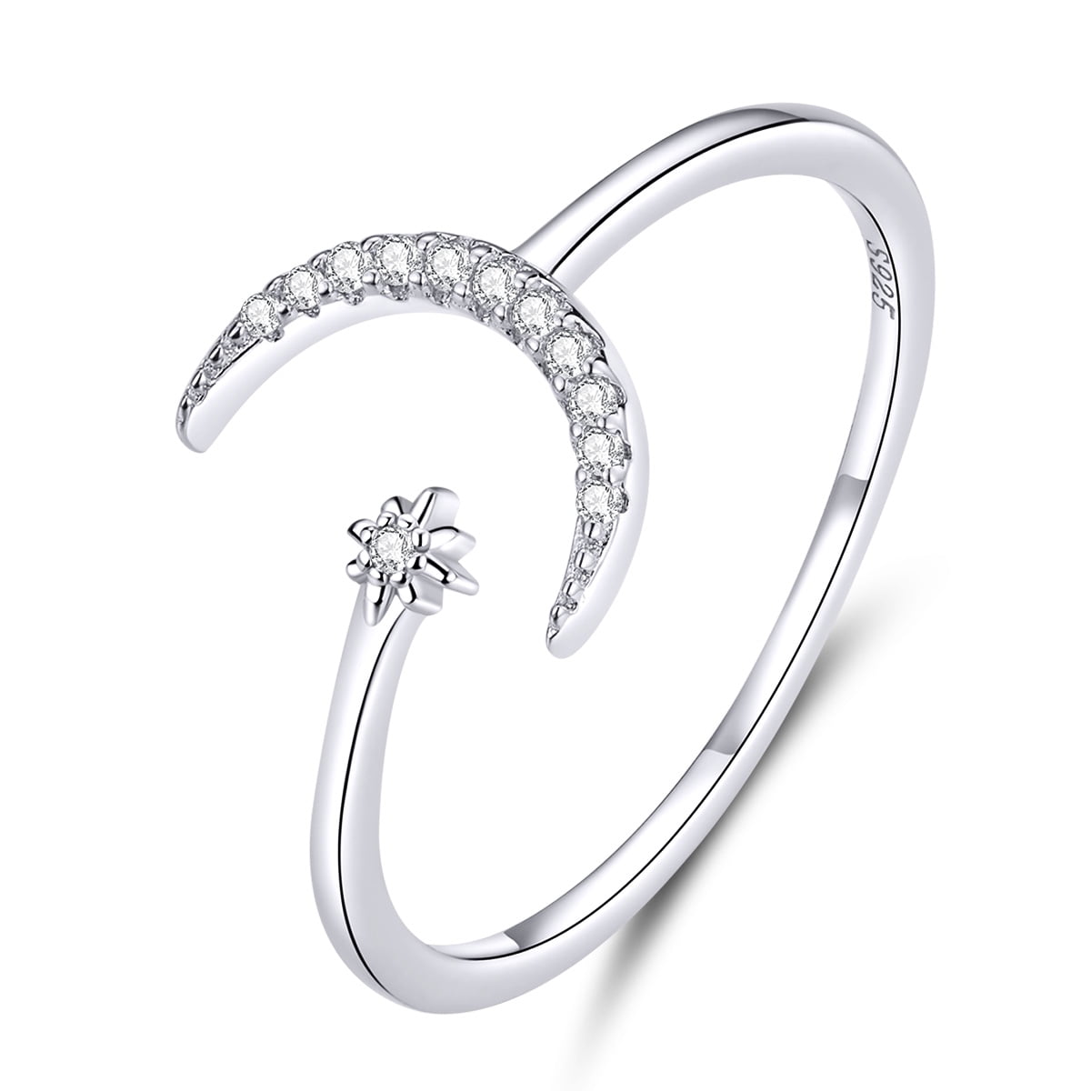 Medisch wangedrag Wereldwijd bak Bamoer Silver Moon Open Ring for Women 925 Sterling Silver Adjustable  Simple Stackable Knuckle Rings Elegant Ring Gift for Her - Walmart.com