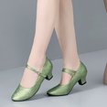 thumbnail image 6 of Miluxas Women's Ballroom Latin Dance Shoes Closed Toe Comfortable Low Heel Dress Shoes Green 7(39), 6 of 9
