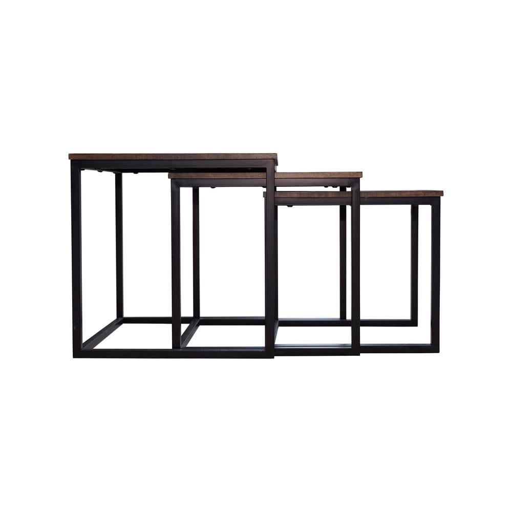 Alaterre Arcadia Acacia Wood 24" Square Nesting End Tables, Antiqued Mocha