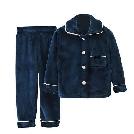 

YWDJ Pajamas for Women Toddler Kids Baby Boys Girls Solid Pajamas Winter Warm Coats Pants Outfits Set Blue 150
