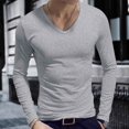 thumbnail image 2 of COMVALUE Mens Solid V Neck Long Sleeve T Shirt Slim Cut Soft Lightweight Basic Tee For Casual Daily Wardrobe, 2 of 4