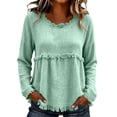 thumbnail image 2 of Harpily Long Sleeve Shirts for Women Crew Neck Loose Fit Tops with Tassel Fringe Womens Blouses for Daily Leisure Vacation Outfits, 2 of 3
