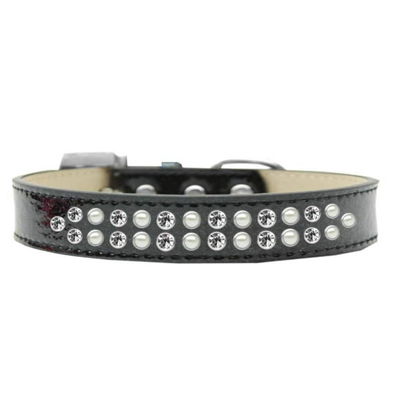 Dog, Puppy Pet Ice Cream Collar, "Two Row Pearl and Clear Crystal Rimsets"