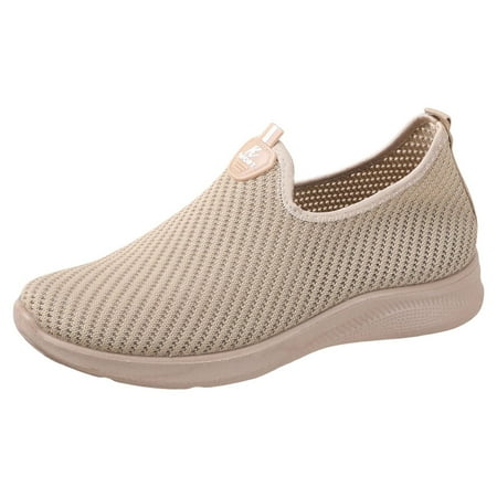 Huesdet Mens Shoes Walking Shoes for Men Mens Slip On Shoes Sneakers for Men  Casual Athletic Running  Lightweight Breathable Mesh Knit(Khaki 7.5)