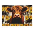 thumbnail image 5 of Orinice  Highland Cow Tapestry for Kids Boys Girls Sunflower Cowhide Print Wall Blanket Large 60x40 inches Farmhouse Cow Fur Print Wall Hanging Bedroom Decor Boho Arrow Animal Wall Art 60x40in, 5 of 7