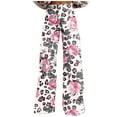 thumbnail image 3 of QATAINLAV Womens Palazzo Pants Loose Fit Wide Leg Jeans Casual Button High Waisted Denim Trousers Fashion Floral Print Jean Pants Daily Sales Multicolor L, 3 of 6