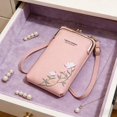 thumbnail image 4 of gcong Fashion Embroidery Slim Crossbody Phone Purse Zipper Pouch Wallet For Women Daily Use Accessory, 4 of 5