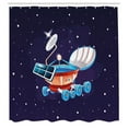 thumbnail image 2 of Ambesonne Adventure Theme Shower Curtain, Cartoon Satellite, 69"Wx84"L, Orange Dark Purple and Blue, 2 of 4