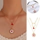 thumbnail image 1 of Double Pendant Necklace Fashion Peach Heart Collar Chain Necklace Ornament Women, 1 of 7