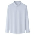 thumbnail image 3 of MIXUE Mens Casual Button Down Dress Shirts Summer Solid Color Lapel Long Sleeve Slim Fit Tops Sportswear,White,XXXL, 3 of 5
