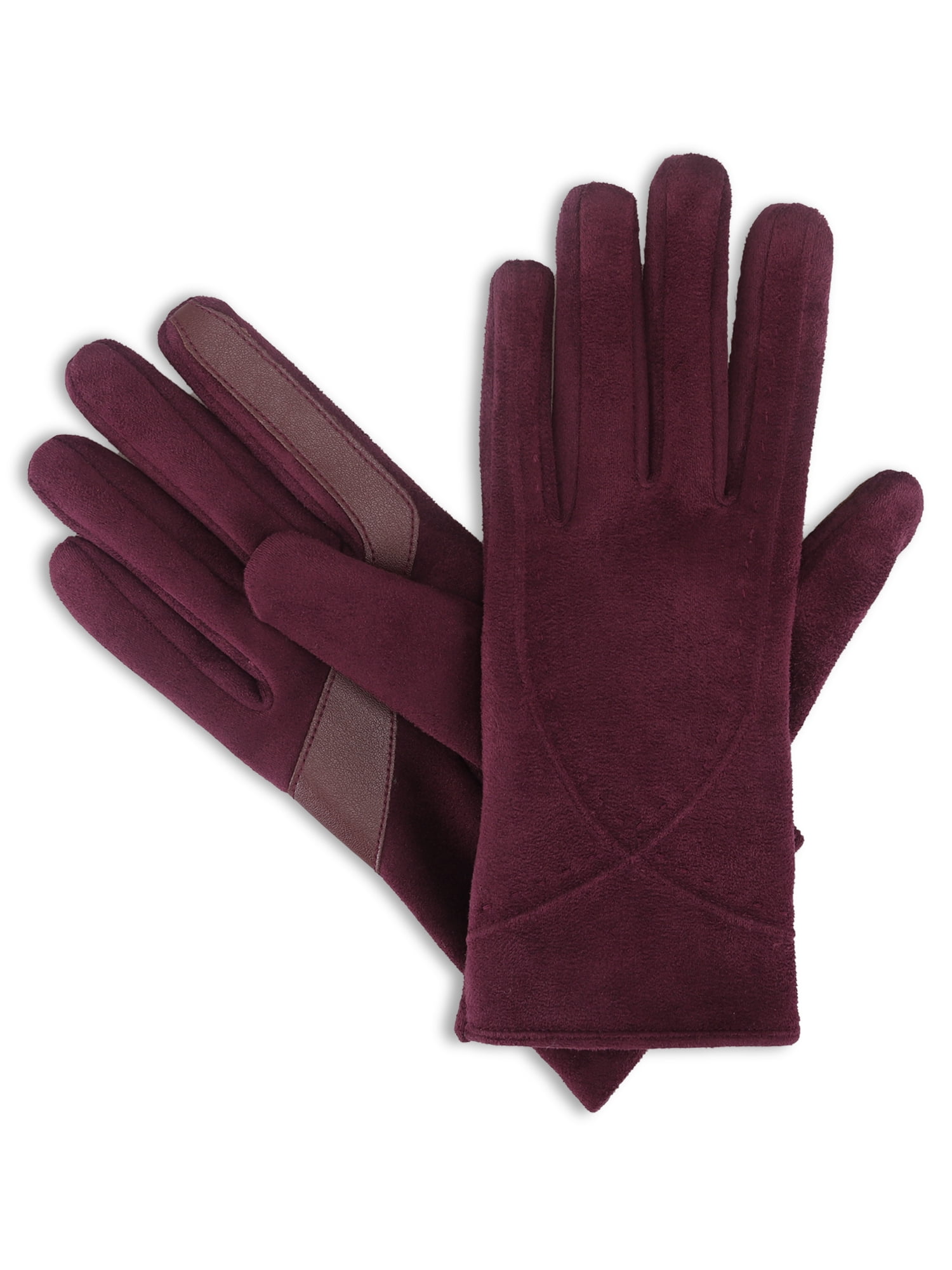 Isotoner Women's Microsuede Stretch Gloves, Wine, S/M