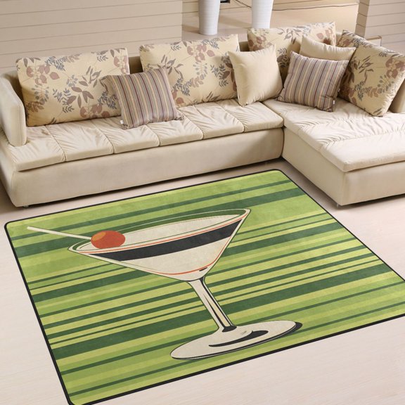 Yayeee Area Rugs for Living Room 5.2'x4' Non Slip Washable Bedroom Floor Carpet, Black Martini