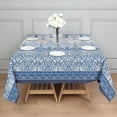 thumbnail image 3 of Blue Ethnic Floral Border Pattern Square Tablecloth,Waterproof Square Table Cover,Wipeable Spillproof Washable Table Cover for Home Kitchen Party Decor 42"X42"(107x107cm), 3 of 6