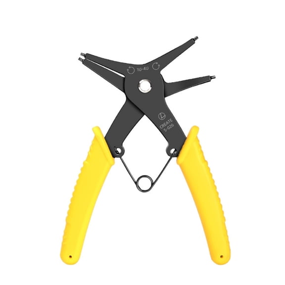 2-in-1 Internal & External Snap Ring Pliers, Circlip Removal and Installation Tool with Spring-Loaded Handle, Carbon Steel Retaining Ring Pliers for Automotive, Bicycle & Mechanical Repair