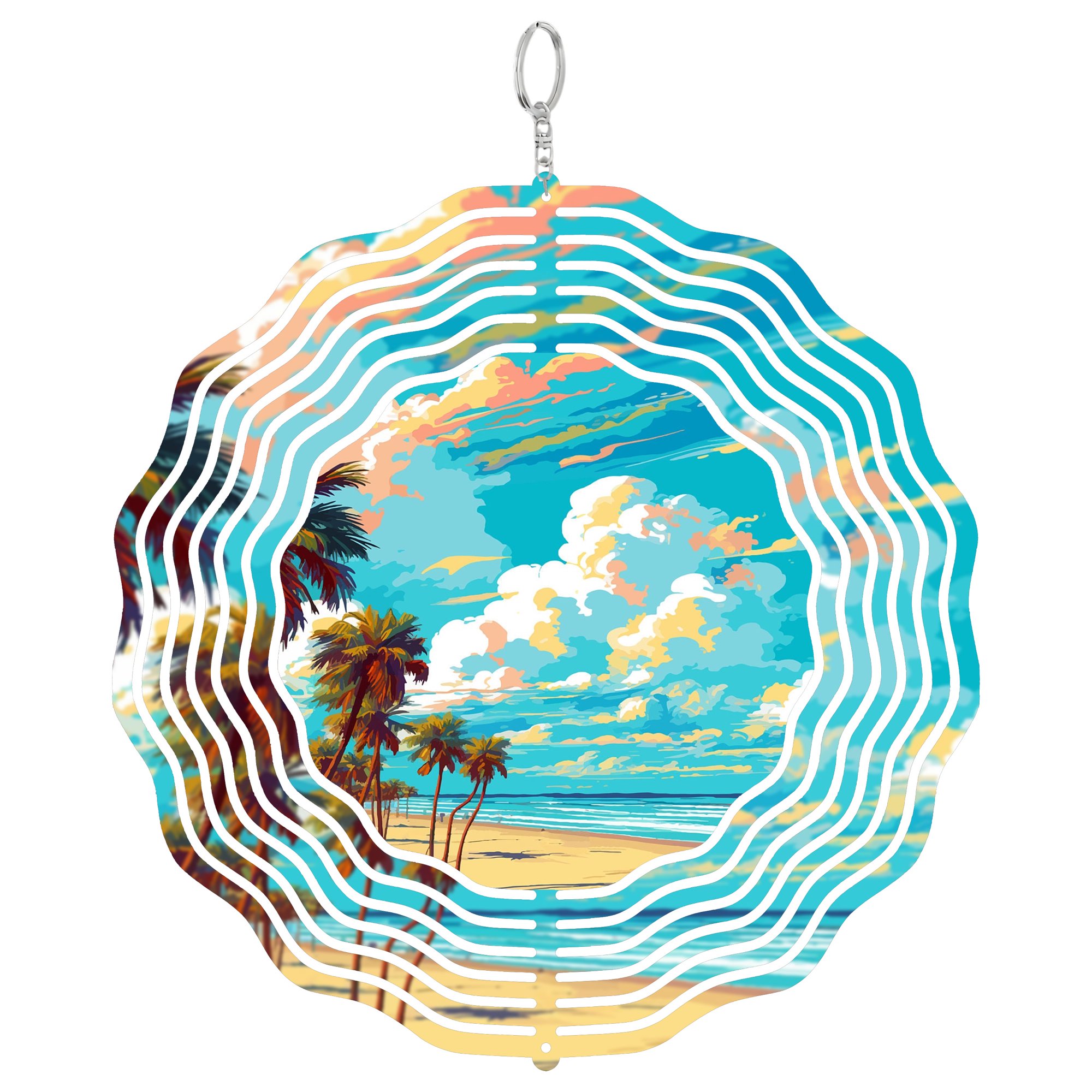 Cocoa Beach Florida Space Coast 3D Wind Spinner Stainless Steel Kinetic Art Coastal Garden Decor Surfing Gift