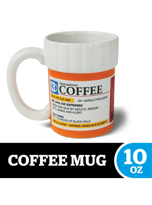BigMouth Inc. The Prescription Coffee Mug  Hilarious 12 oz Ceramic Coffee Cup in the Shape of a Pill Bottle  Perfect for Home or Office, Makes a Great Gift