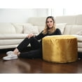 thumbnail image 2 of Eclipse Mustard Velvet Pouf – Round Ottoman with Washable Cover & Bead Filling, Ideal for Seating or Footrest for Living Room, Bedroom or Office, 2 of 6